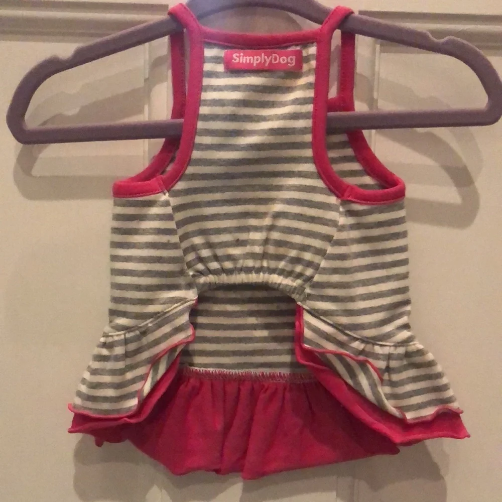 Dog Cat Summer Dress Pink Gray Dress with Bling